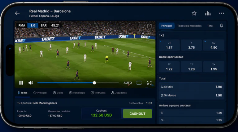 Características principales de la aplicación 1xBet