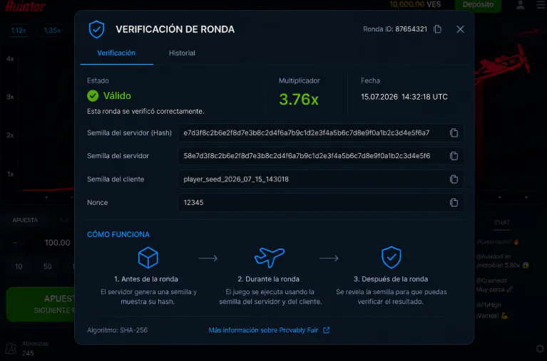 Verificación de transparencia y algoritmo Provably Fair en Aviator 1xBet - 1xbet-app-ve.com