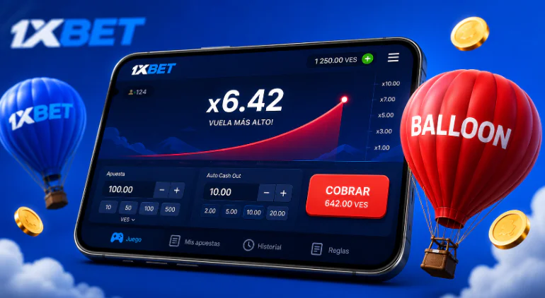 Versión móvil del juego instantáneo Balloon en 1xBet Venezuela - 1xbet-app-ve.com