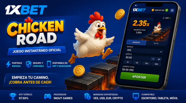 Versión móvil del juego instantáneo Chicken Road en 1xBet Venezuela - 1xbet-app-ve.com