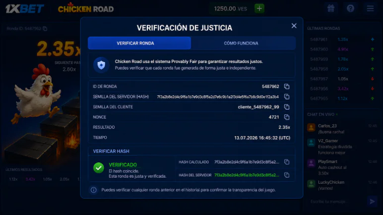 Verificación de transparencia y algoritmo Provably Fair en Chicken Road 1xBet - 1xbet-app-ve.com